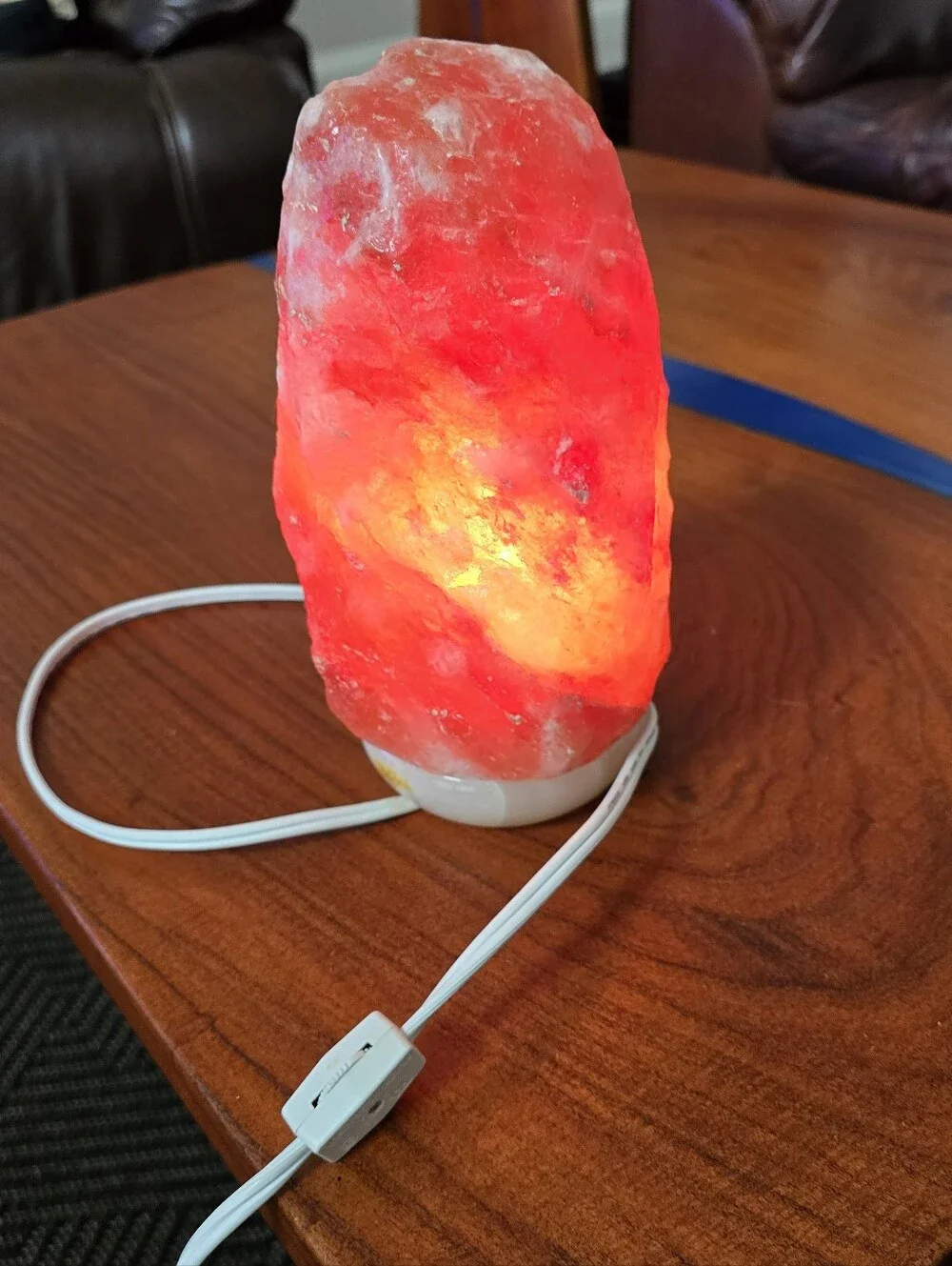 Red Himalayan Salt Lamp on An Onyx Marble Base  9 Inches Long